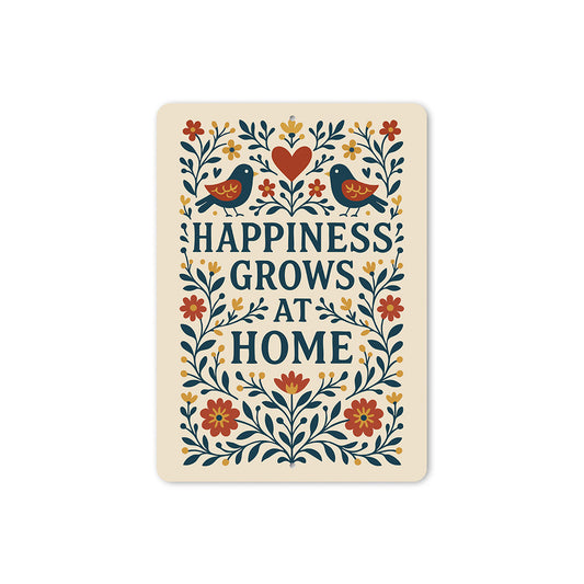 Happiness Grows at Home Metal Sign Heartwarming Wall Decor