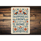 Happiness Grows at Home Metal Sign Heartwarming Wall Decor