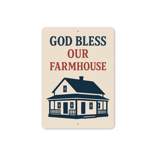 God Bless Our Farmhouse Aluminum Sign Rustic Home Decor