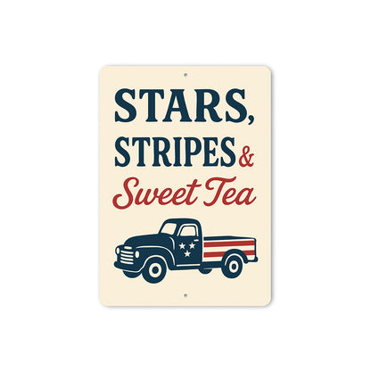 Stars Stripes & Sweet Tea Metal Patriotic Southern Sign