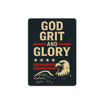 God Grit and Glory Metal Sign Inspirational Patriotic Decor