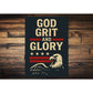 God Grit and Glory Metal Sign Inspirational Patriotic Decor