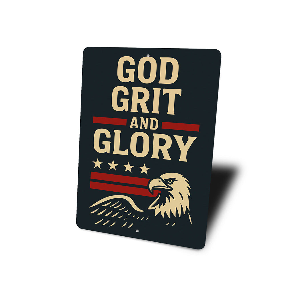 God Grit and Glory Metal Sign Inspirational Patriotic Decor