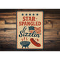 Star-Spangled Sizzlin Aluminum Sign Patriotic BBQ Decor