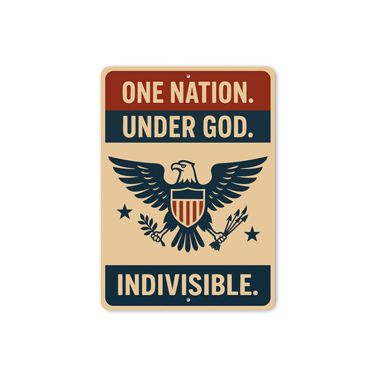 One Nation Under God Aluminum Sign Patriotic Pledge Decor