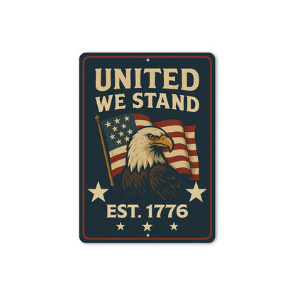 United We Stand Est. 1776 Metal Sign Patriotic Wall Decor