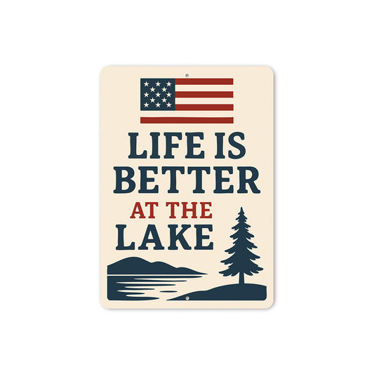 Life is Better at the Lake Metal Rustic Lakehouse Sign