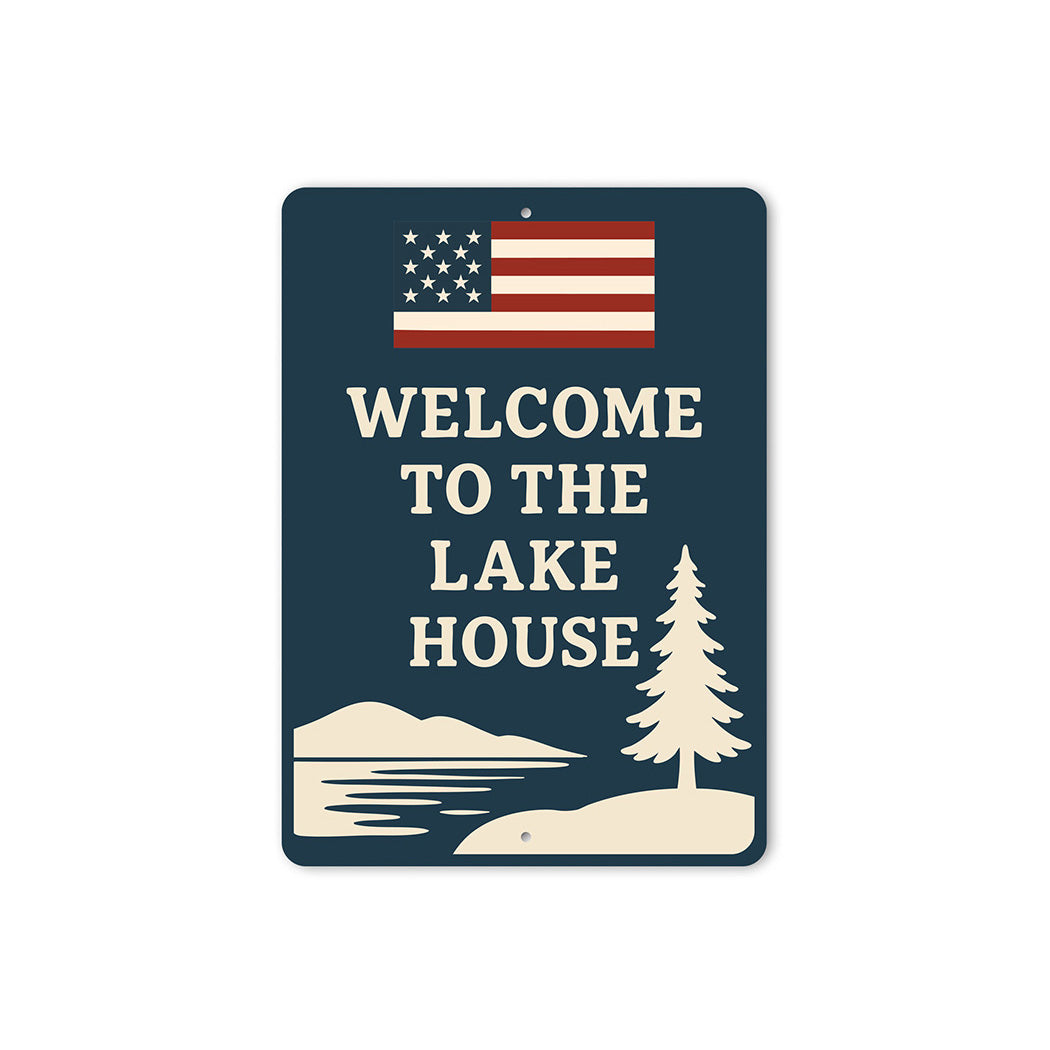 Welcome to the Lake House Metal Sign Rustic Lakeside Decor