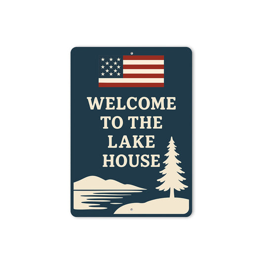 Welcome to the Lake House Metal Sign Rustic Lakeside Decor