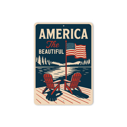 America the Beautiful Aluminum Sign Patriotic Home Decor