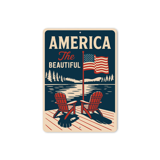 America the Beautiful Aluminum Sign Patriotic Home Decor