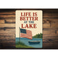 Life is Better at the Lake Aluminum Rustic Lakeside Sign