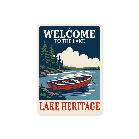 Welcome to the Lake Heritage Aluminum Rustic Lakeside Sign