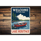 Welcome to the Lake Heritage Aluminum Rustic Lakeside Sign
