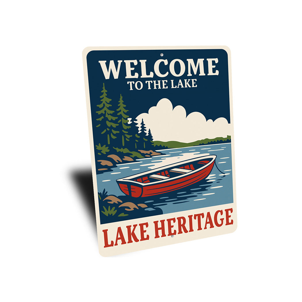 Welcome to the Lake Heritage Aluminum Rustic Lakeside Sign