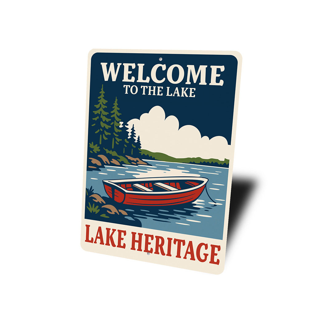 Welcome to the Lake Heritage Aluminum Rustic Lakeside Sign