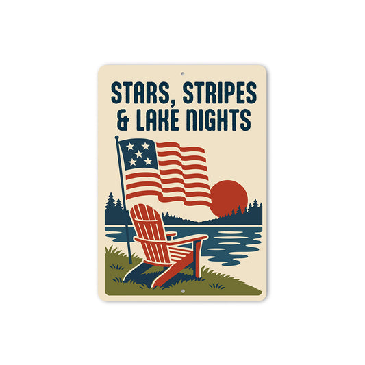 Stars Stripes & Lake Nights Aluminum Patriotic Lake Decor