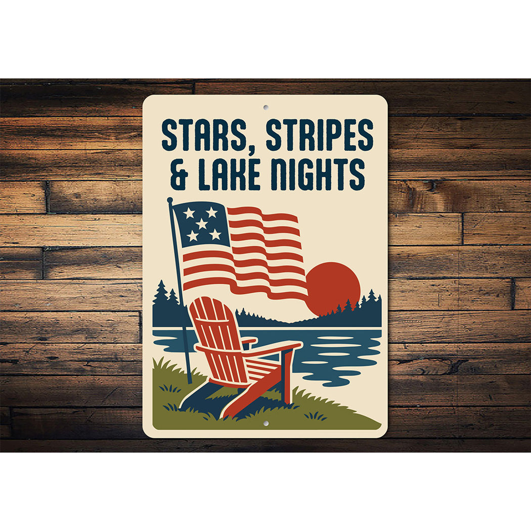 Stars Stripes & Lake Nights Aluminum Patriotic Lake Decor