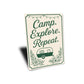 Camp Explore Repeat Sign