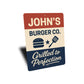 Personalized Burger Co. Grilled to Perfection Aluminum Sign