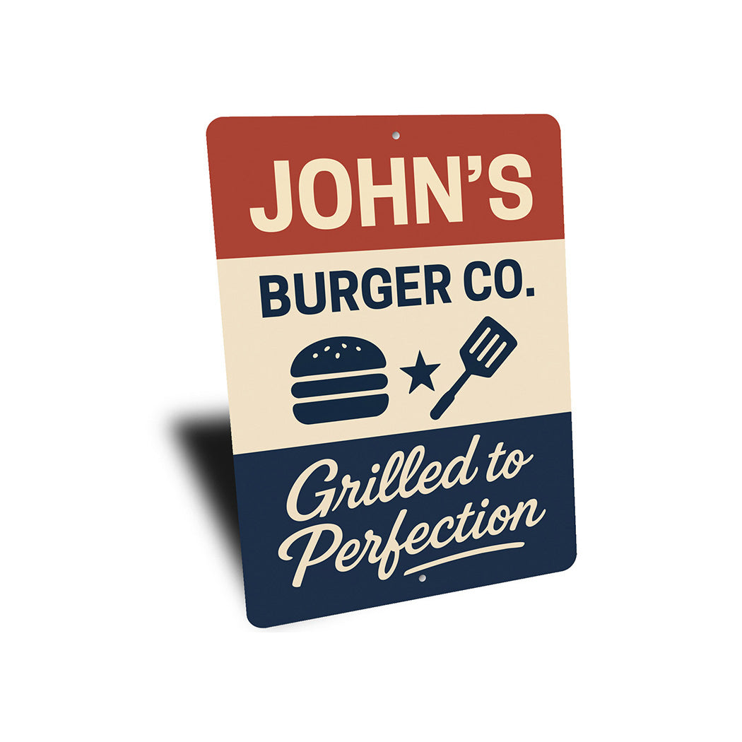 Personalized Burger Co. Grilled to Perfection Aluminum Sign