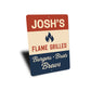 Personalized Flame Grilled Burgers Brats Brews Metal Sign