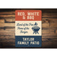 Red White & BBQ Patriotic Burger Aluminum Family Sign