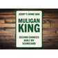 Custom Home Bar Mulligan King Aluminum Sign Golf Humor