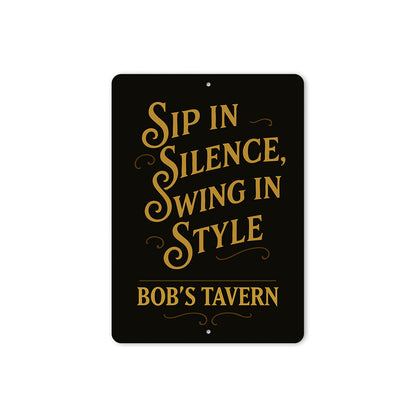 Vintage Spin in Silence, Wing in Style Aluminum Tavern Sign