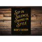 Vintage Spin in Silence, Wing in Style Aluminum Tavern Sign