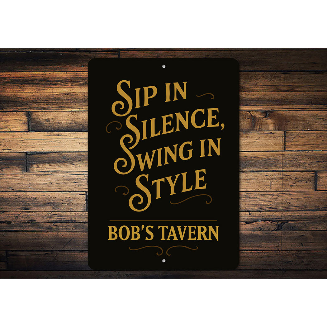 Vintage Spin in Silence, Wing in Style Aluminum Tavern Sign