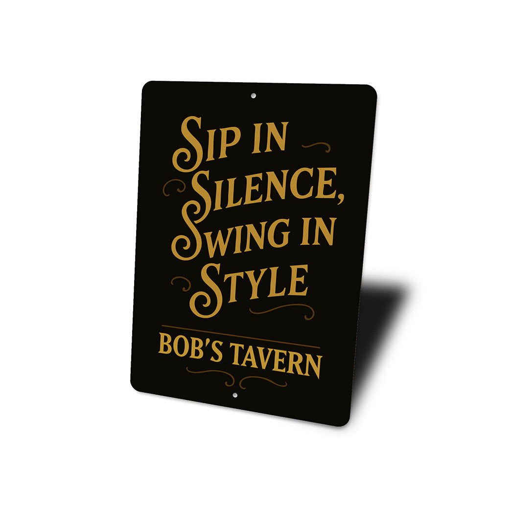 Vintage Spin in Silence, Wing in Style Aluminum Tavern Sign