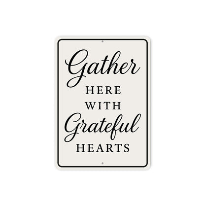 Rustic Gather Here With Grateful Hearts Aluminum Wall Sign