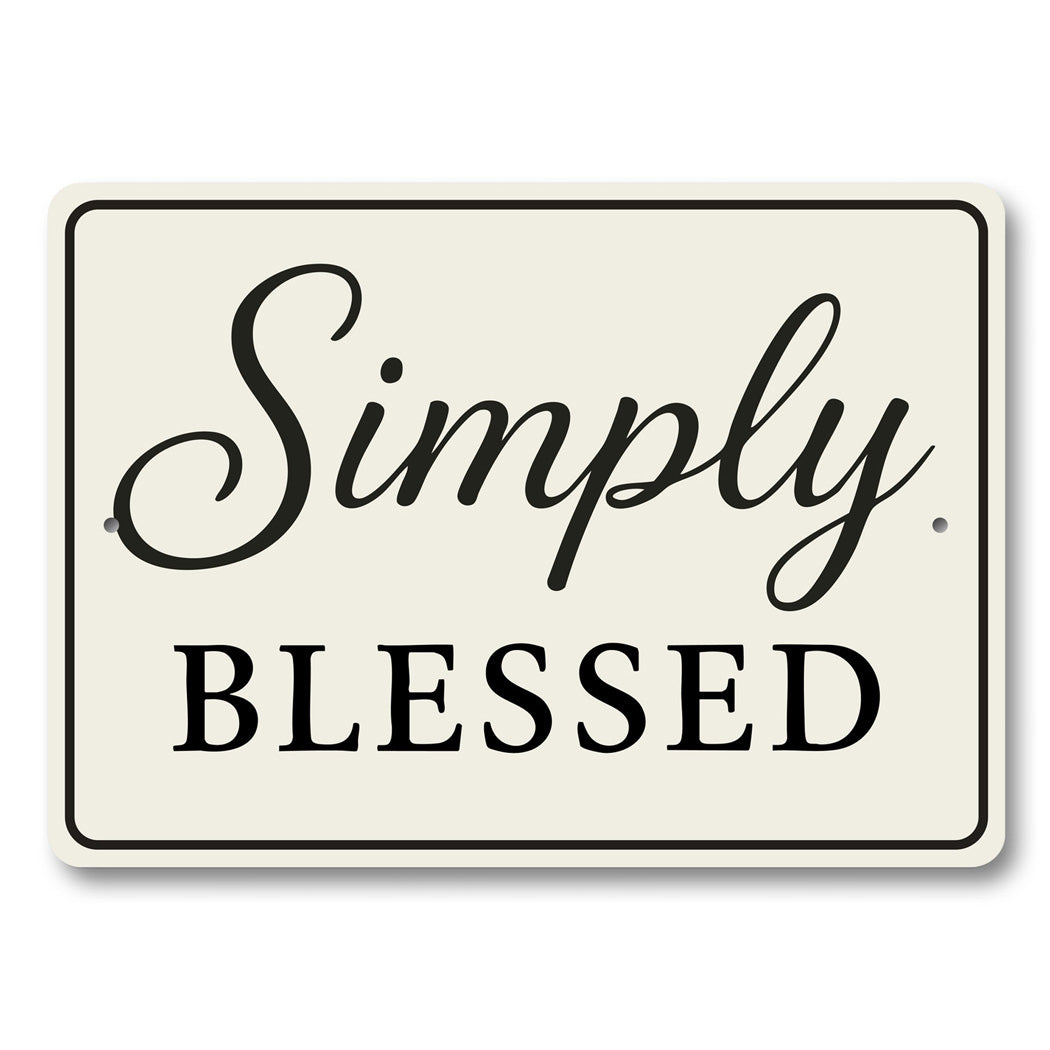 Rustic Simply Blessed Metal Wall Sign Inspirational Decor