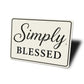 Rustic Simply Blessed Metal Wall Sign Inspirational Decor