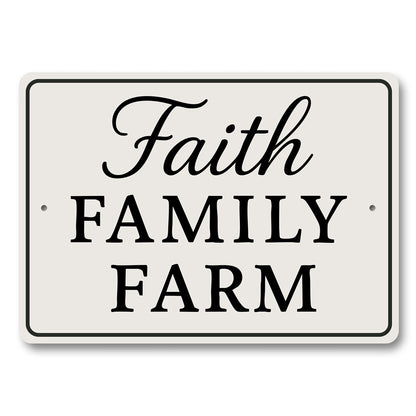 Rustic Faith Family Farm Aluminum Wall Sign Farmhouse Decor