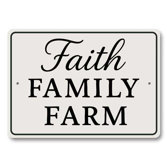 Rustic Faith Family Farm Aluminum Wall Sign Farmhouse Decor
