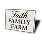 Rustic Faith Family Farm Aluminum Wall Sign Farmhouse Decor