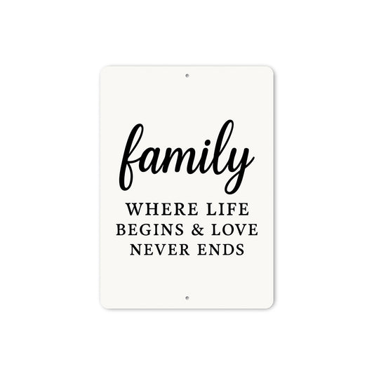 Rustic Family Where Life Begins & Love Never Ends Wall Sign