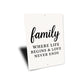 Rustic Family Where Life Begins & Love Never Ends Wall Sign