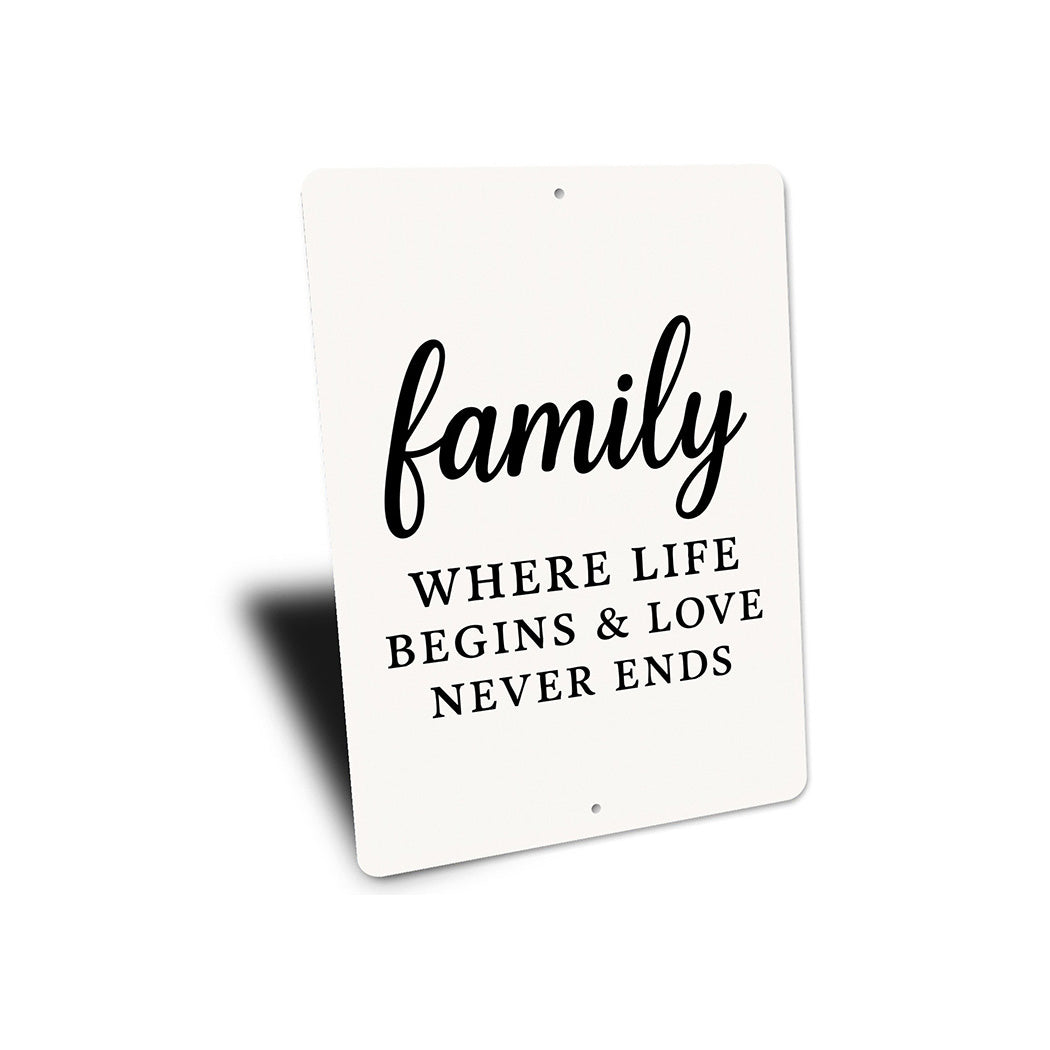 Rustic Family Where Life Begins & Love Never Ends Wall Sign