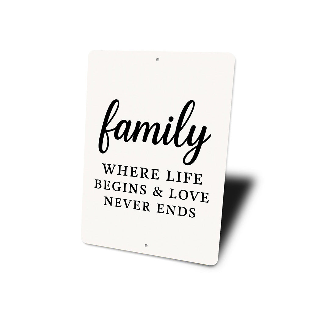 Rustic Family Where Life Begins & Love Never Ends Wall Sign