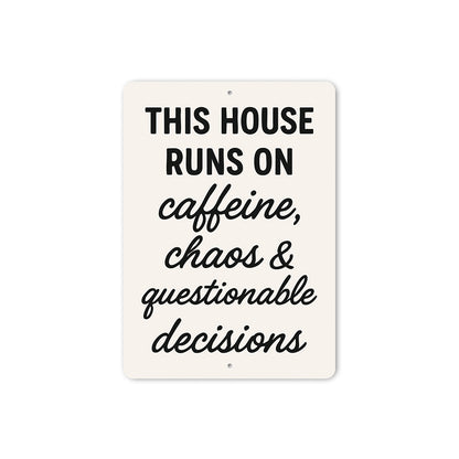 This House Runs on Caffeine & Chaos Aluminum Wall Sign