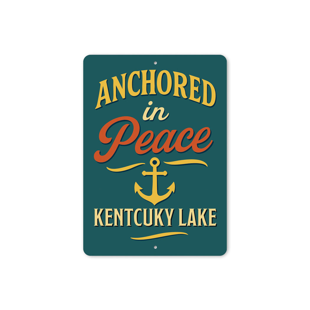 Anchored in Peace Kentucky Lake Aluminum Decor Sign