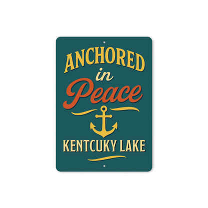 Anchored in Peace Kentucky Lake Aluminum Decor Sign