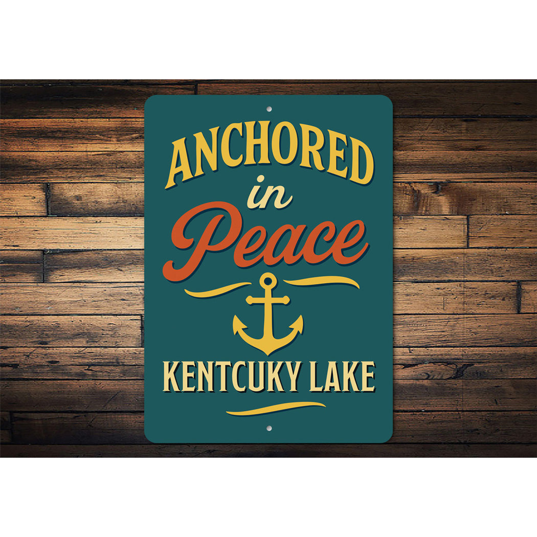 Anchored in Peace Kentucky Lake Aluminum Decor Sign