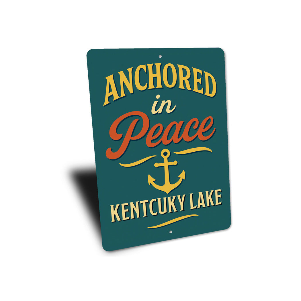 Anchored in Peace Kentucky Lake Aluminum Decor Sign