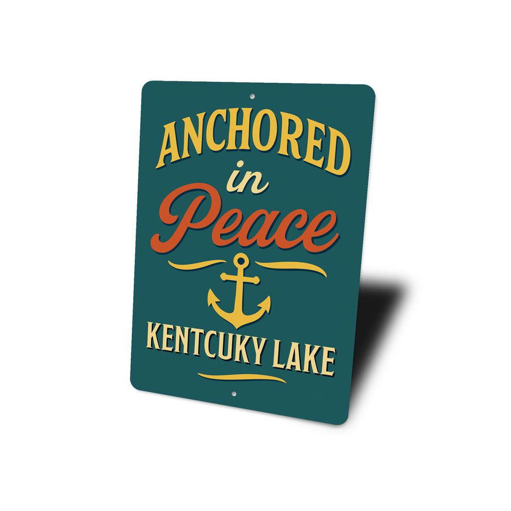 Anchored in Peace Kentucky Lake Aluminum Decor Sign
