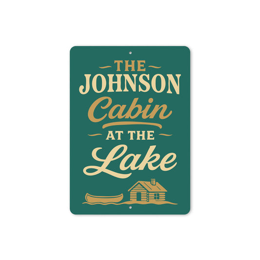 Personalized Cabin at the Lake Aluminum Decor Sign