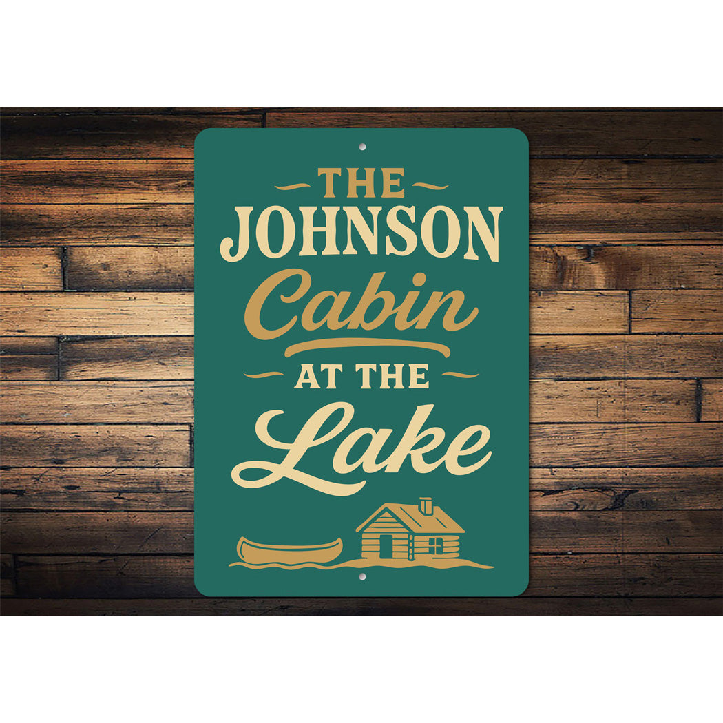 Personalized Cabin at the Lake Aluminum Decor Sign